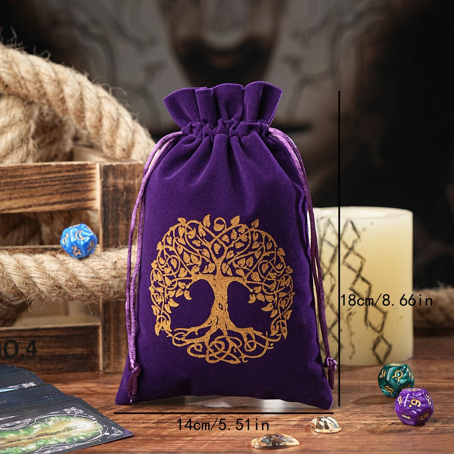 1pc Velvet Tarot Pouch,Jewelry Coin Makeup Dice Bag ,Tarot Card Storage Bag for Holding Healing Crystals,Witchcraft Supplies