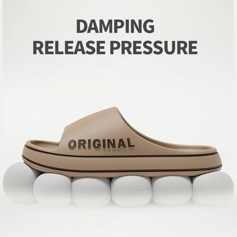 Feslishoet Women Letter Slippers Beach Slides Solid Color Mens Thick Sole Indoor Bathroom Anti Slip Shoes Summer Couple Sandals