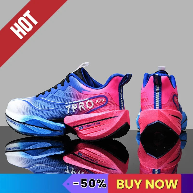 NEW Sports Running Shoes Men Marathon Breathable Comfortable Women Athletic Training Outdoor Sneakers Air Cushion Carbon Plate