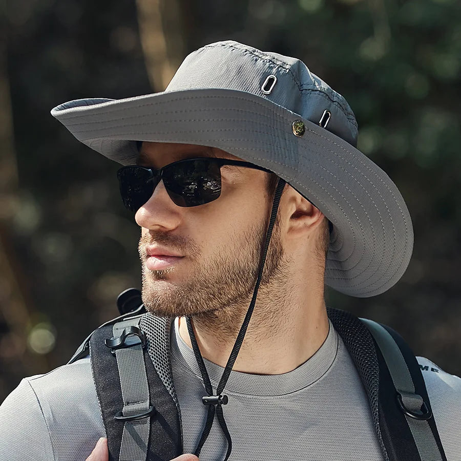 Summer Bucket Hat For Men Fisherman Cap Fishing Outdoor Sunshade Big Brim Sunscreen Riding Hiking Suncreen Sunhat