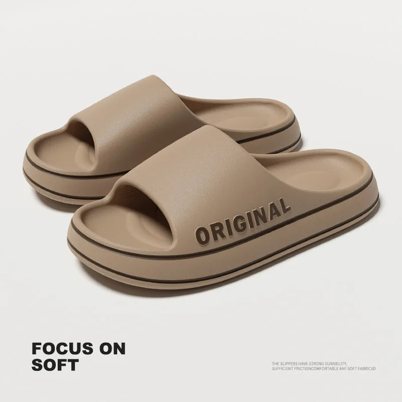 Feslishoet Women Letter Slippers Beach Slides Solid Color Mens Thick Sole Indoor Bathroom Anti Slip Shoes Summer Couple Sandals