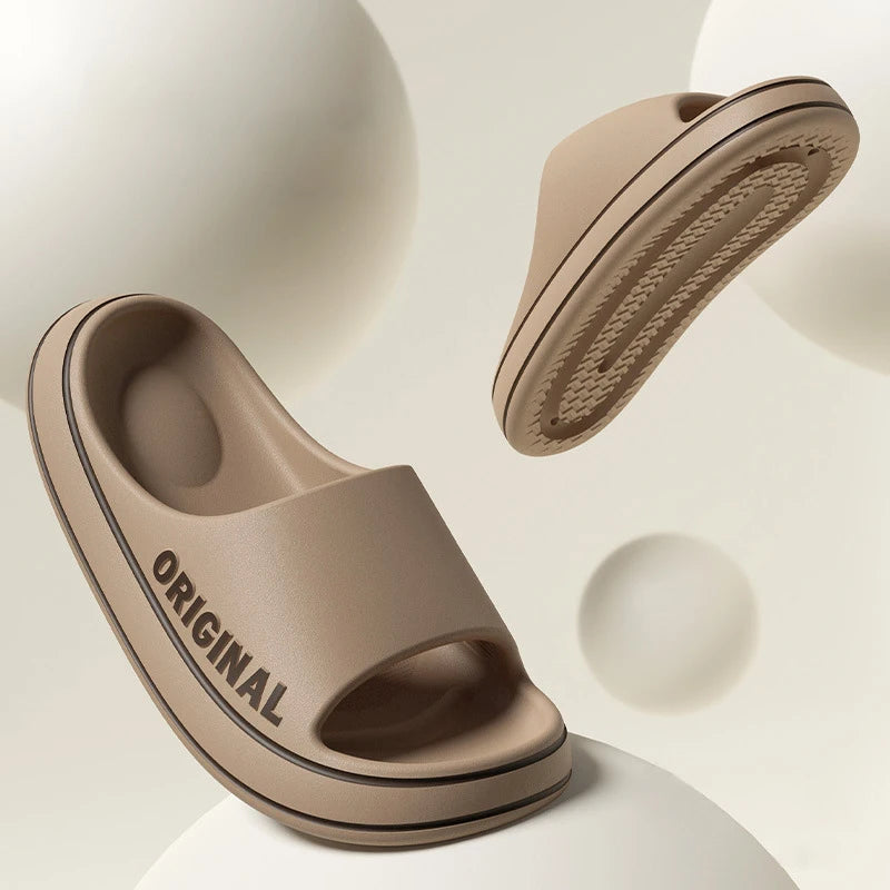 Feslishoet Women Letter Slippers Beach Slides Solid Color Mens Thick Sole Indoor Bathroom Anti Slip Shoes Summer Couple Sandals