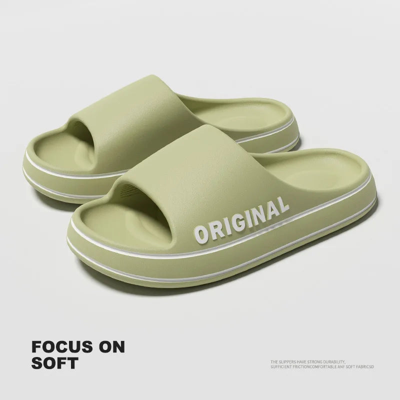 Feslishoet Women Letter Slippers Beach Slides Solid Color Mens Thick Sole Indoor Bathroom Anti Slip Shoes Summer Couple Sandals