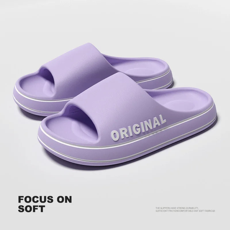 Feslishoet Women Letter Slippers Beach Slides Solid Color Mens Thick Sole Indoor Bathroom Anti Slip Shoes Summer Couple Sandals