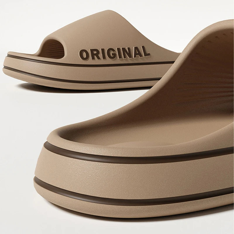 Feslishoet Women Letter Slippers Beach Slides Solid Color Mens Thick Sole Indoor Bathroom Anti Slip Shoes Summer Couple Sandals