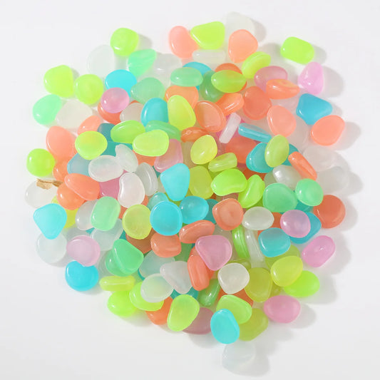 100PCSLuminous stone garden fish tank landscape glow-in-the-dark stone decoration artificial fluorescent color goose stone