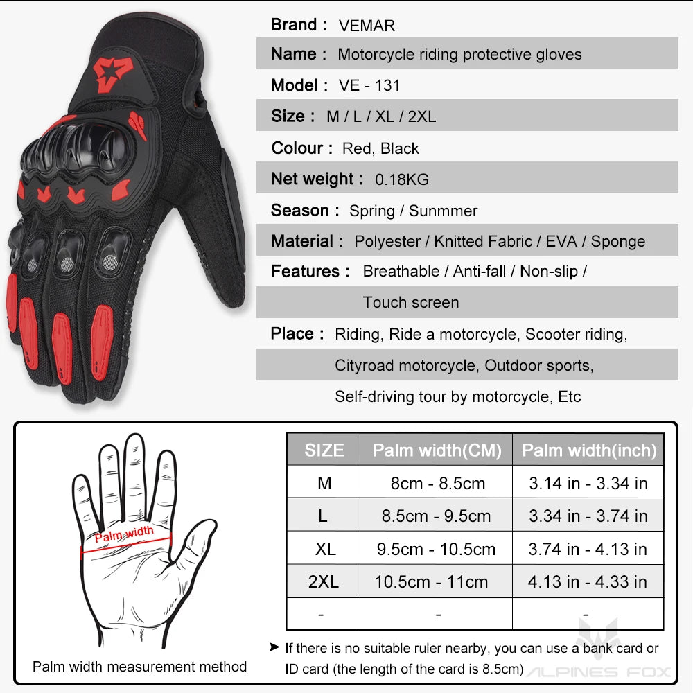 Summer New Men Motorcycle Gloves Hard Knuckle Touch Screen Motorbike Motocross Moto Biker Gloves Motorcycle Accessories M-XXL
