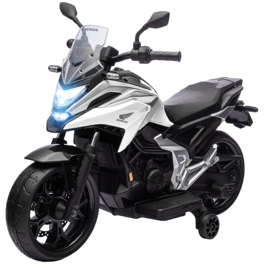 12V Honda Licensed Kids Electric Motorbike with Music, Headlights, Early Education Function, for 3-6 Years in White by AIYAPLAY-0