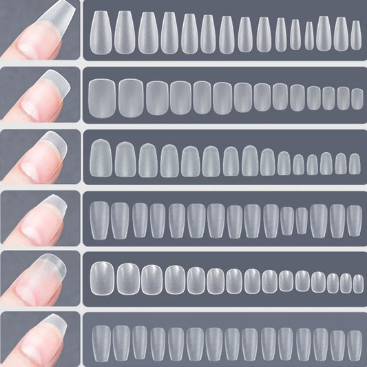 120pcs/bag Matte Press On Nail Tips Soft Full Cover False Nails Oval Almond Sculpted Fake Nail